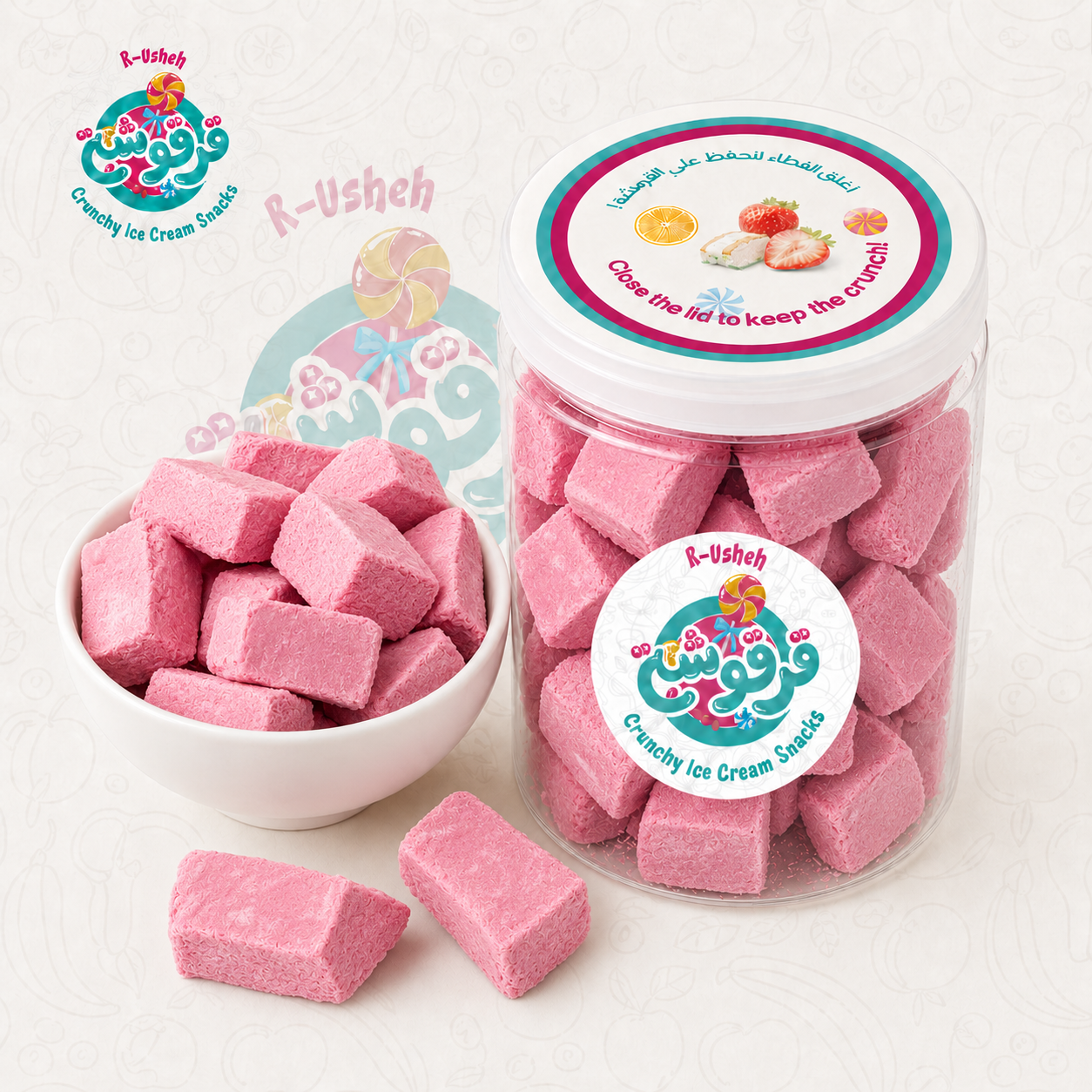 Strawberry Crunchy Ice Cream Snack