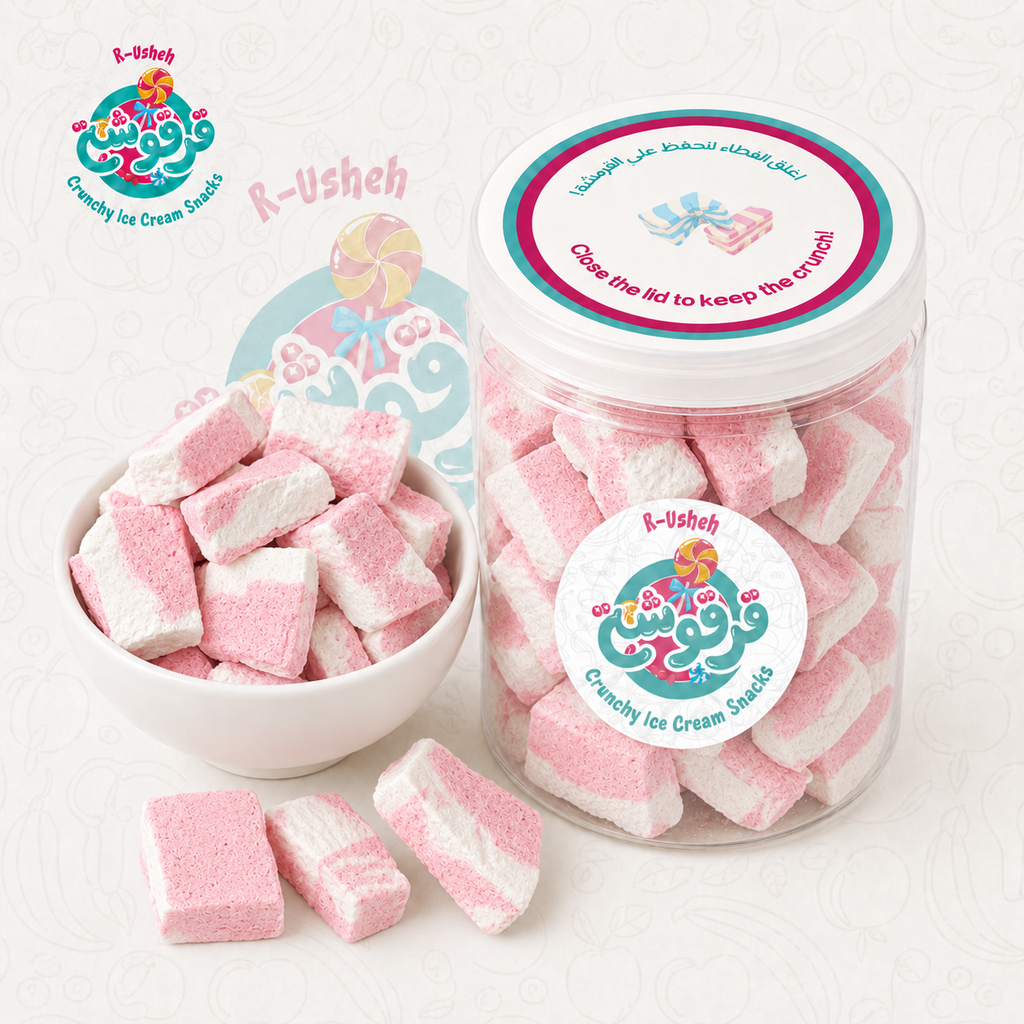 Vanilla Strawberry Crunchy Ice Cream Snack