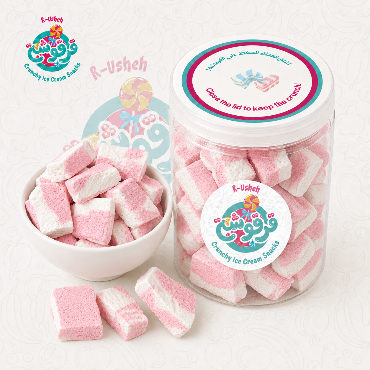 Vanilla Strawberry Crunchy Ice Cream Snack